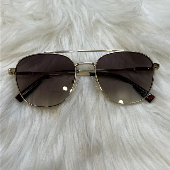 Le Specs Accessories - Le Specs Gold Metaphor Aviator Sunglasses with Brown Gradient Lenses